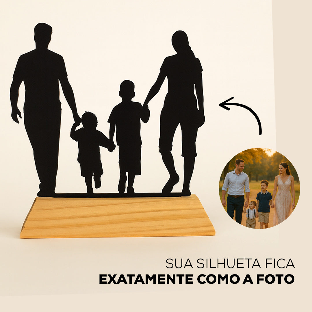 Troféu Silhueta Personalizada Com Foto - Adorno de Mesa Decoração Customizada Casal Família Bebê Quarto Sala