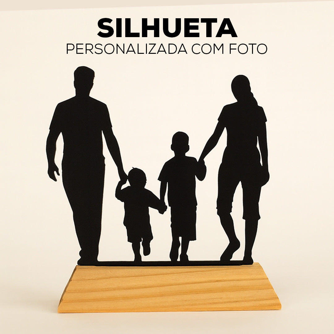 Troféu Silhueta Personalizada Com Foto - Adorno de Mesa Decoração Customizada Casal Família Bebê Quarto Sala