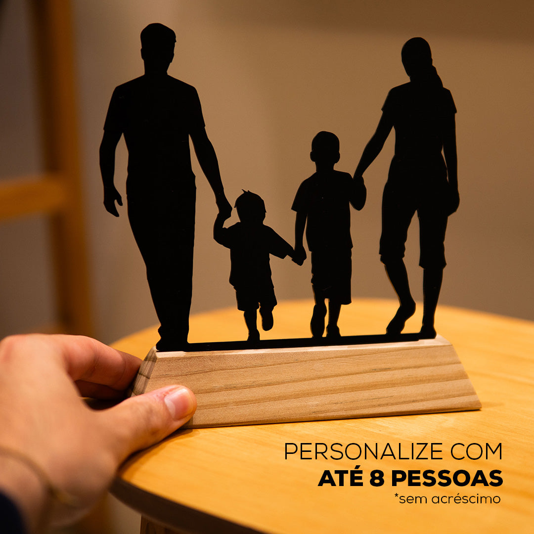 Troféu Silhueta Personalizada Com Foto - Adorno de Mesa Decoração Customizada Casal Família Bebê Quarto Sala