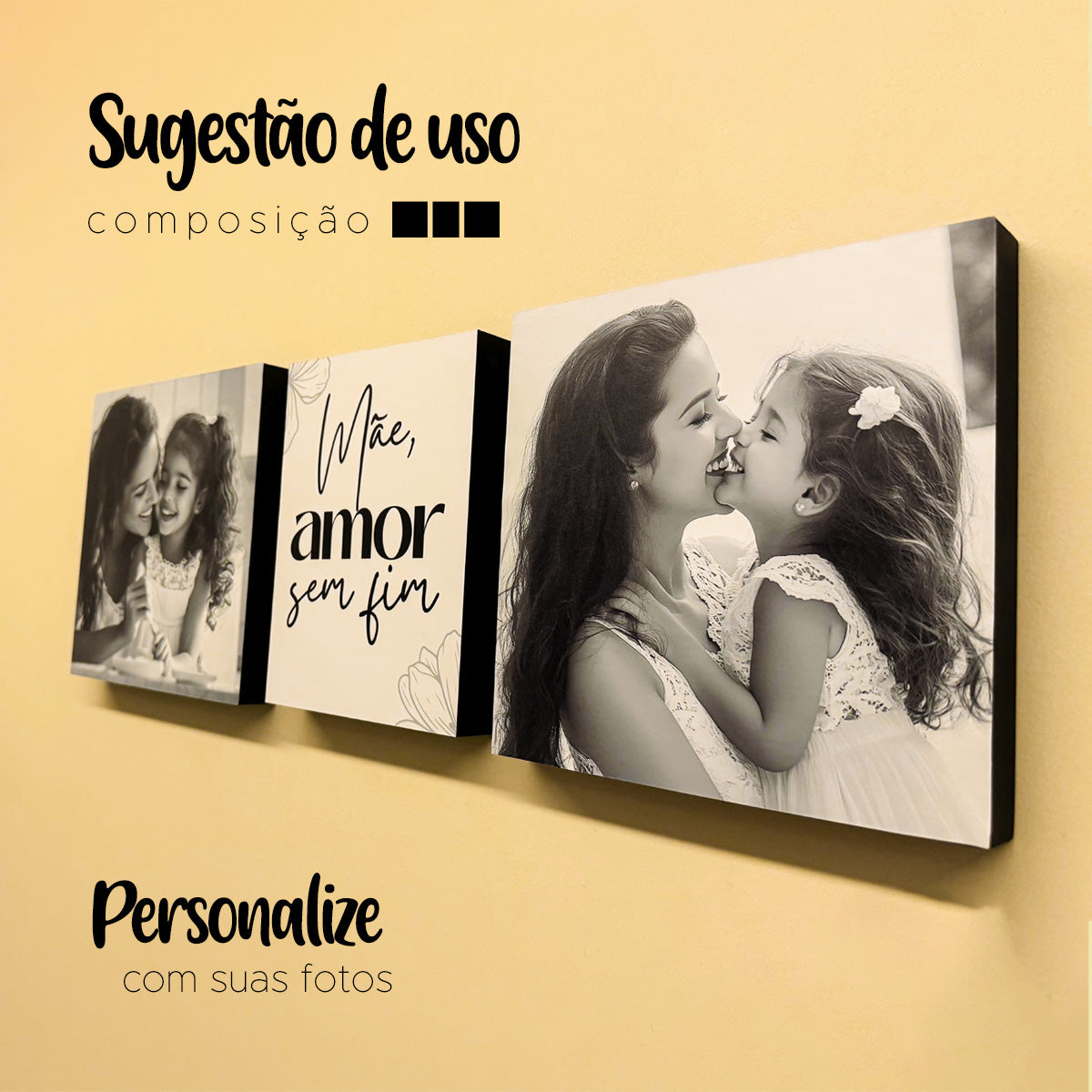 Quadros Mãe Amor Sem Fim - Kit Personalizado Com Foto