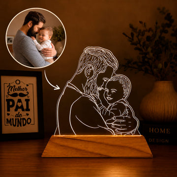 Luminária Personalizada Com Foto - Desenho Line Art