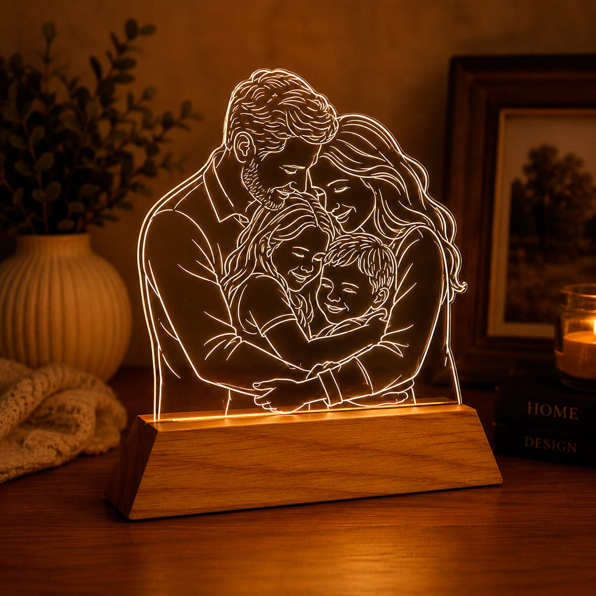 Luminária Personalizada Com Foto - Desenho Line Art