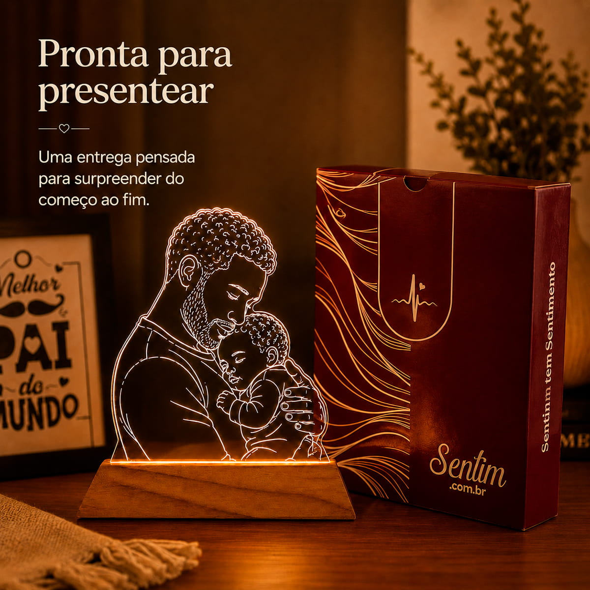 Luminária Personalizada Com Foto - Desenho Line Art
