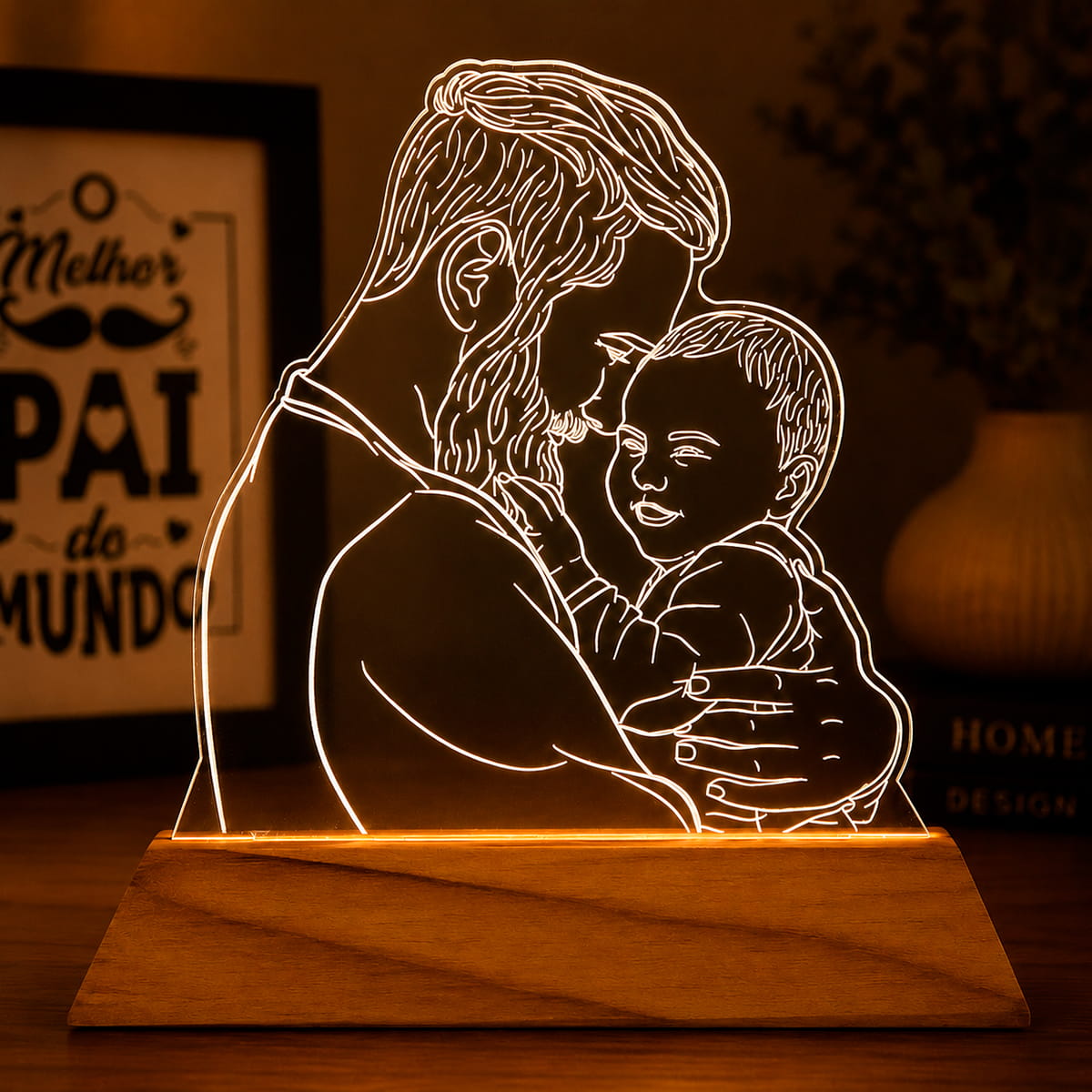 Luminária Personalizada Com Foto - Desenho Line Art