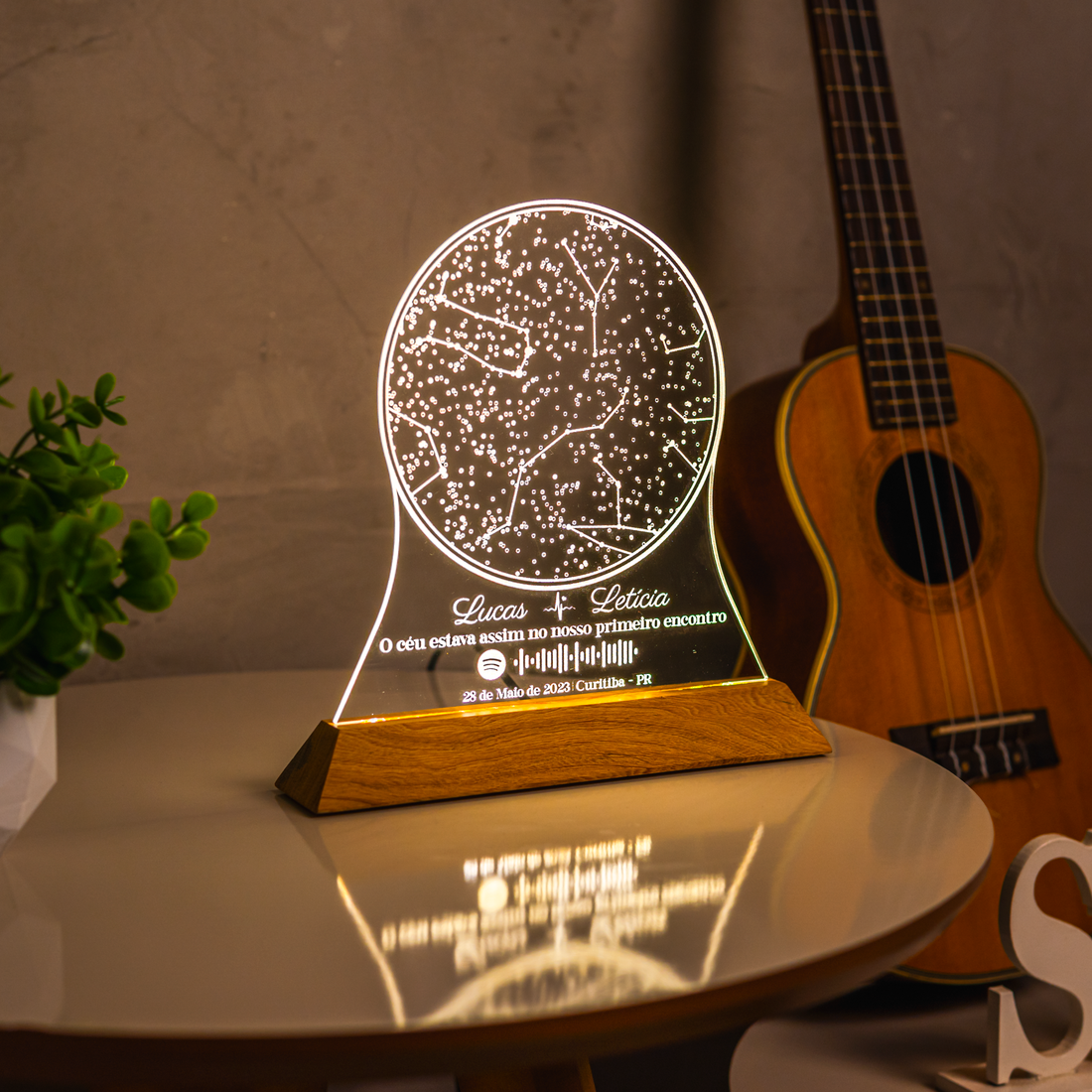 Luminária Mapa das Estrelas Constelações Meu Céu Personalizado - Presente Romântico Casal Namorados Família Decoração