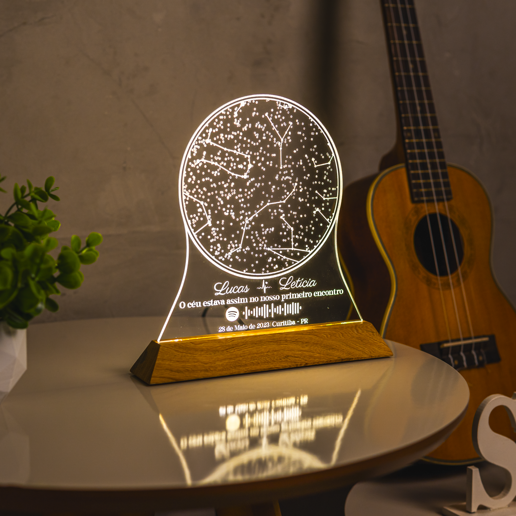 Luminária Mapa das Estrelas Constelações Meu Céu Personalizado - Presente Romântico Casal Namorados Família Decoração