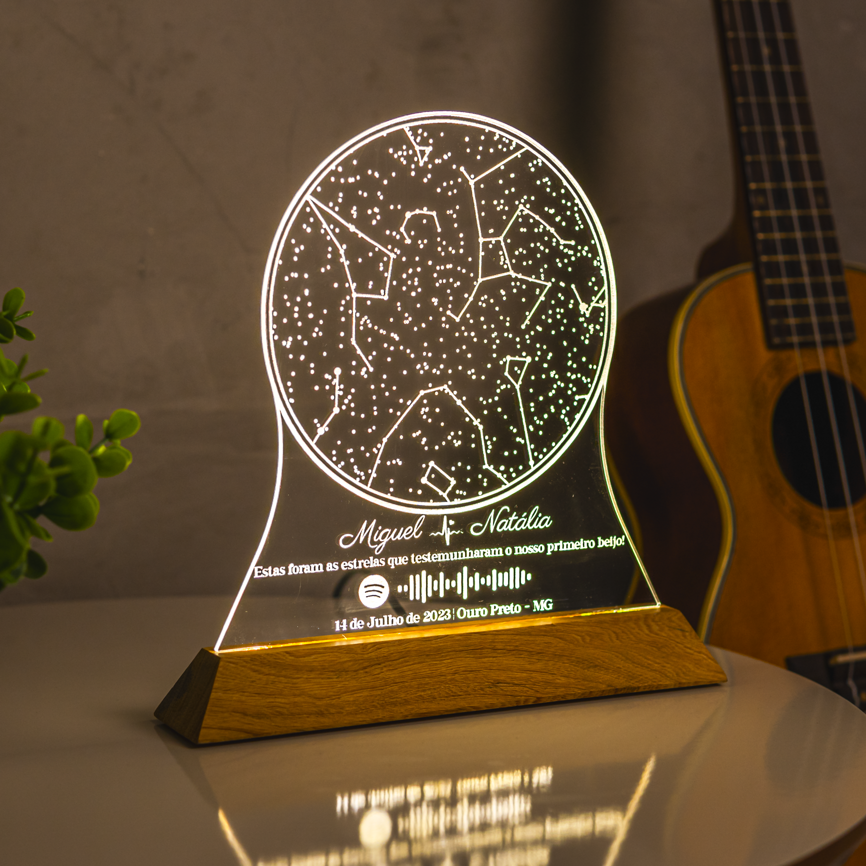 Luminária Mapa das Estrelas Constelações Meu Céu Personalizado - Presente Romântico Casal Namorados Família Decoração