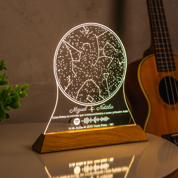 Luminária Mapa das Estrelas Constelações Meu Céu Personalizado - Presente Romântico Casal Namorados Família Decoração