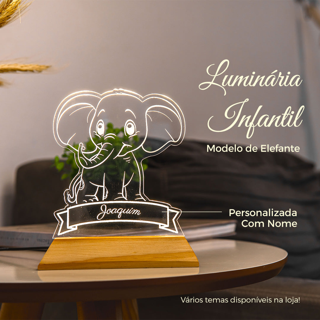Luminária Elefantinho LED - Personalizada Com Nome