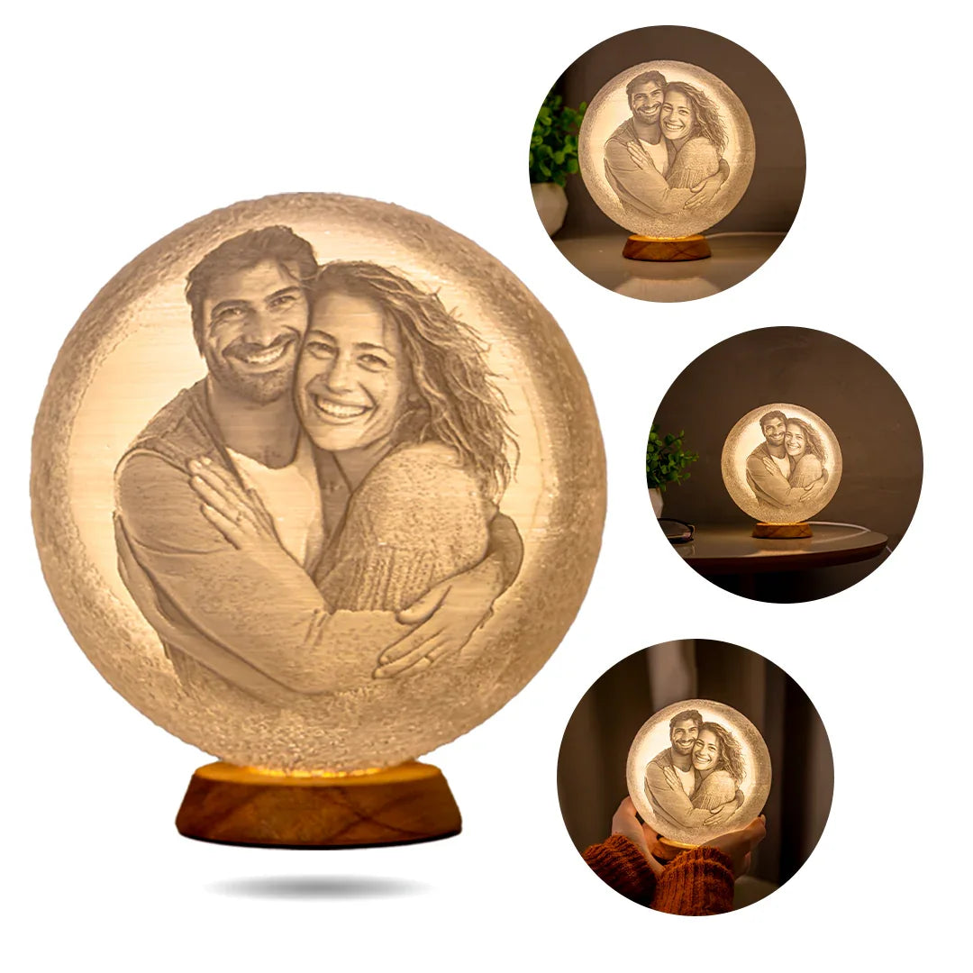 Luminária de Lua 3D com Foto e Frase | Presente Personalizado – Sentim