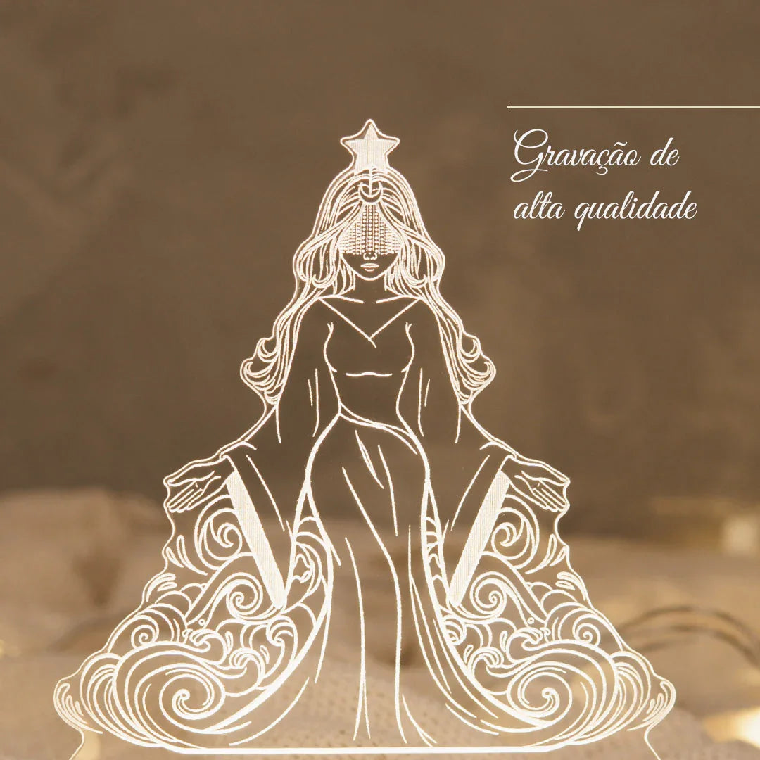 Luminária LED Imagem Iemanjá - Presente Troféu Lembrança Mães Avós Bebês Decoração Sala Quarto