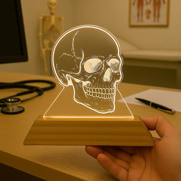 Luminária Crânio - Presente Médico Display LED Acrílico Troféu Adorno de Mesa Decoração Medicina Corpo Humano