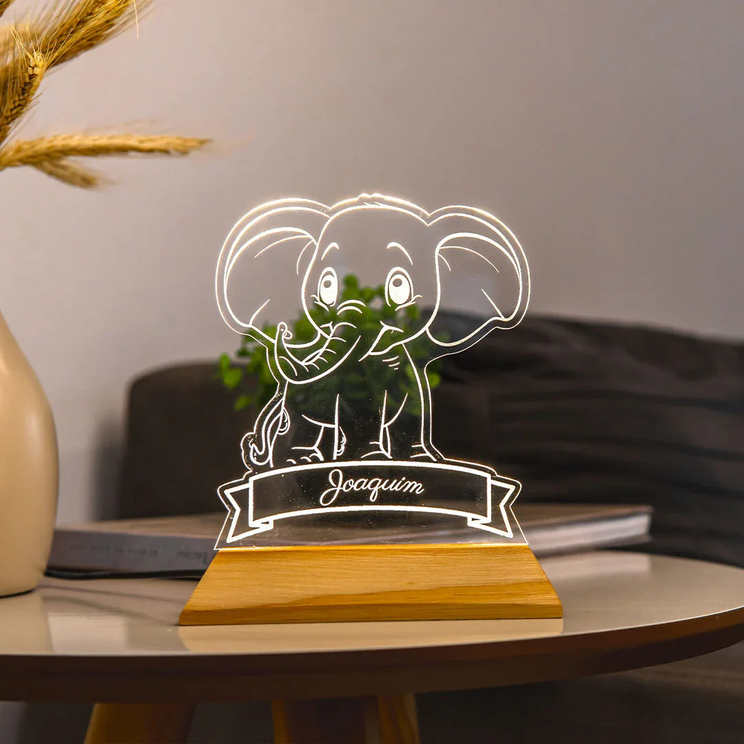 Presente Infantil Luminária Elefante - Personalizada Com Nome – Sentim