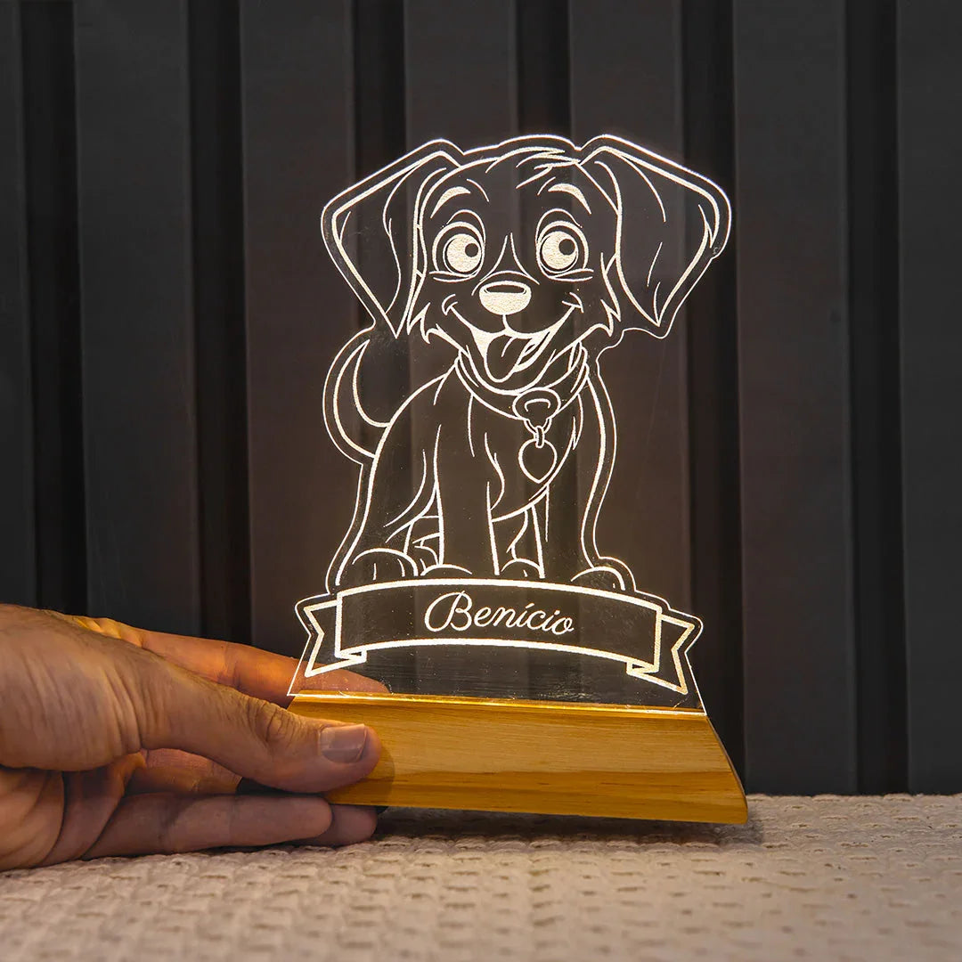 Luminária Cachorrinho LED - Personalizada Com Nome