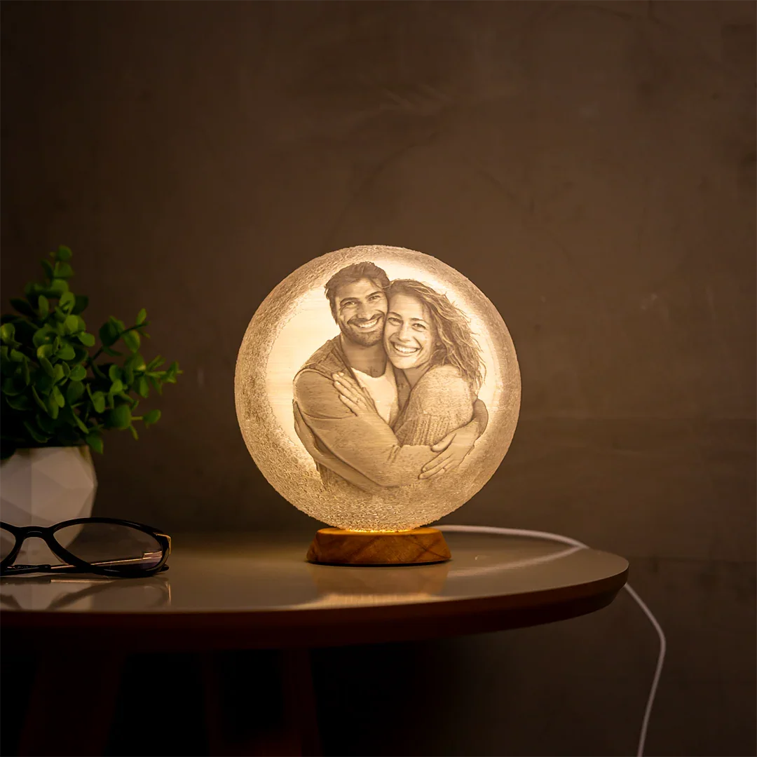 Luminária de Lua 3D com Foto e Frase | Presente Personalizado – Sentim
