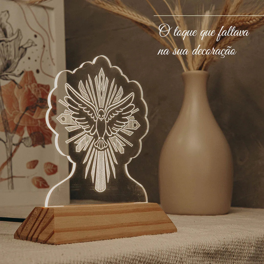 Luminária LED Imagem Espírito Santo - Presente Troféu Lembrança Mães Avós Bebês Decoração Sala Quarto