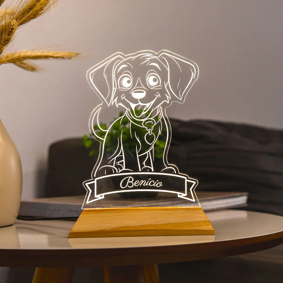Luminária Cachorrinho LED - Personalizada Com Nome