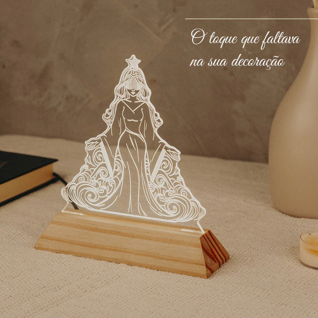 Luminária LED Imagem Iemanjá - Presente Troféu Lembrança Mães Avós Bebês Decoração Sala Quarto
