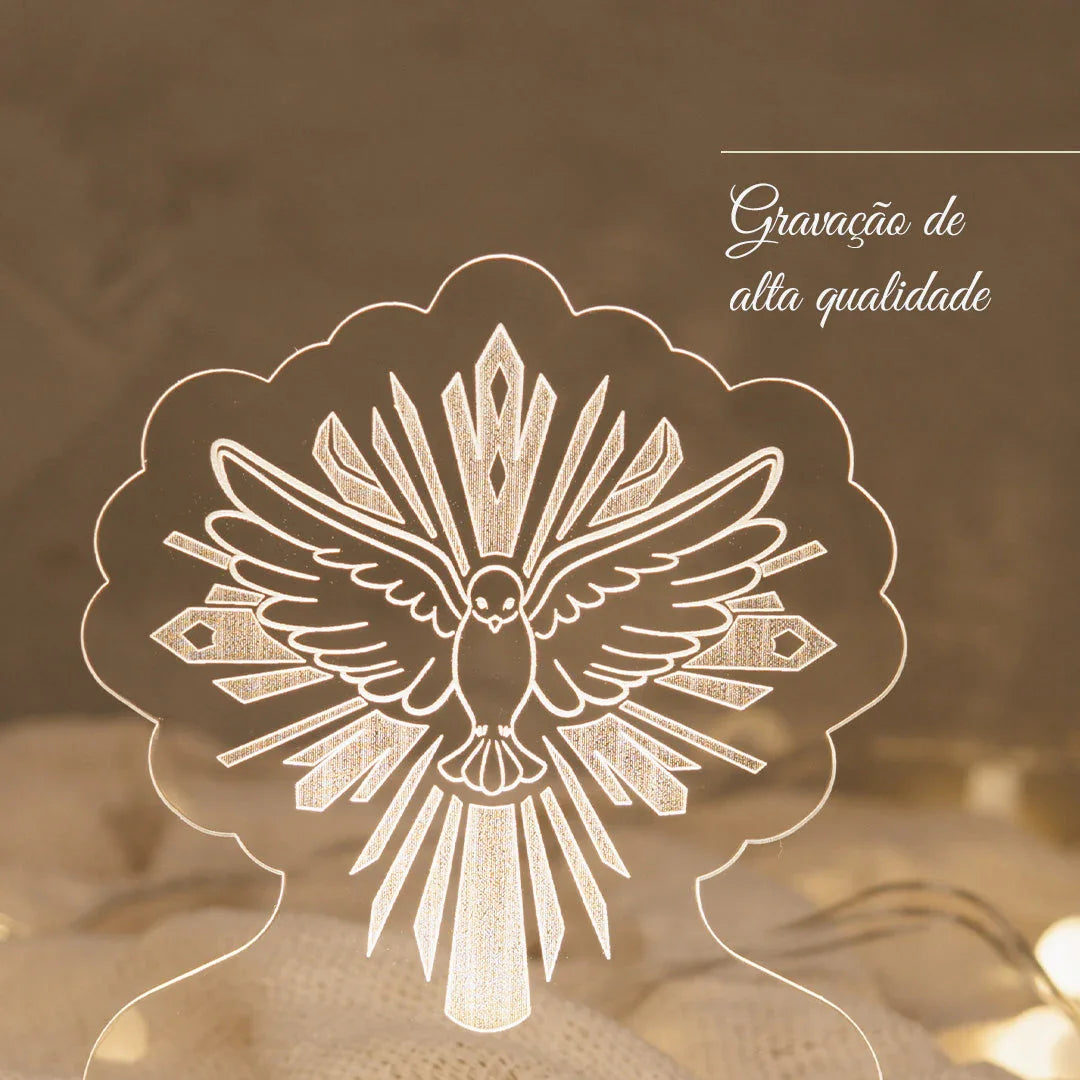 Luminária LED Imagem Espírito Santo - Presente Troféu Lembrança Mães Avós Bebês Decoração Sala Quarto