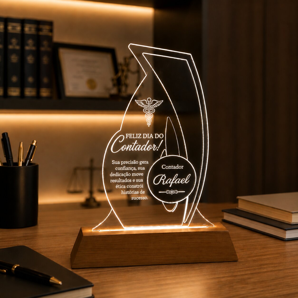 Troféu Luminária LED Contador Personalizado