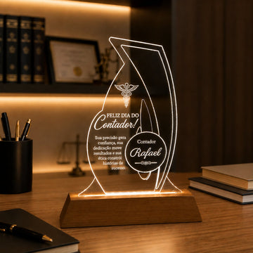 Troféu Luminária LED Contador Personalizado