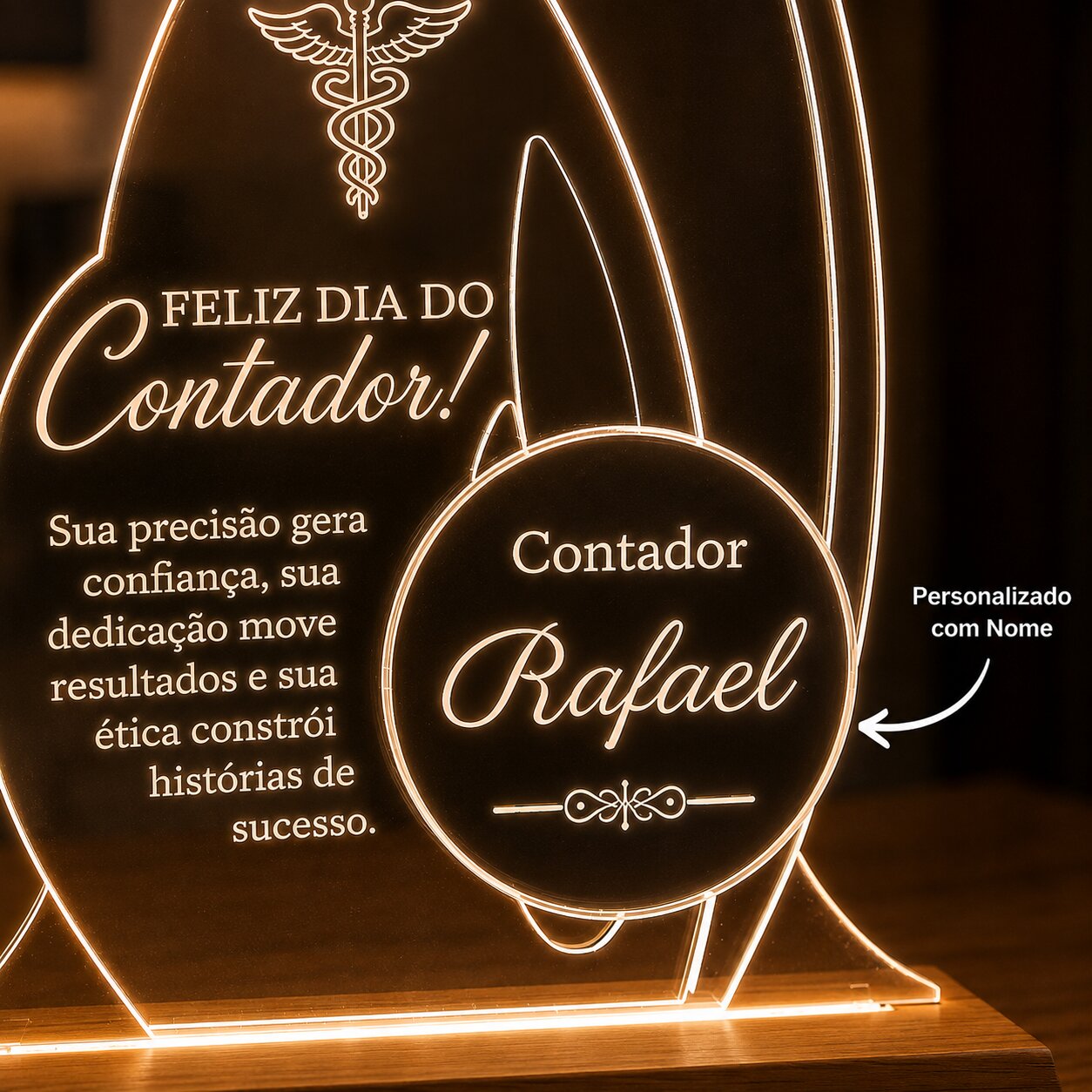 Troféu Luminária LED Contador Personalizado