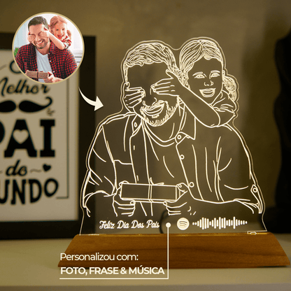Luminária Dia Dos Pais - Presente Personalizado Com Sua Foto, Frase e Música Spotify