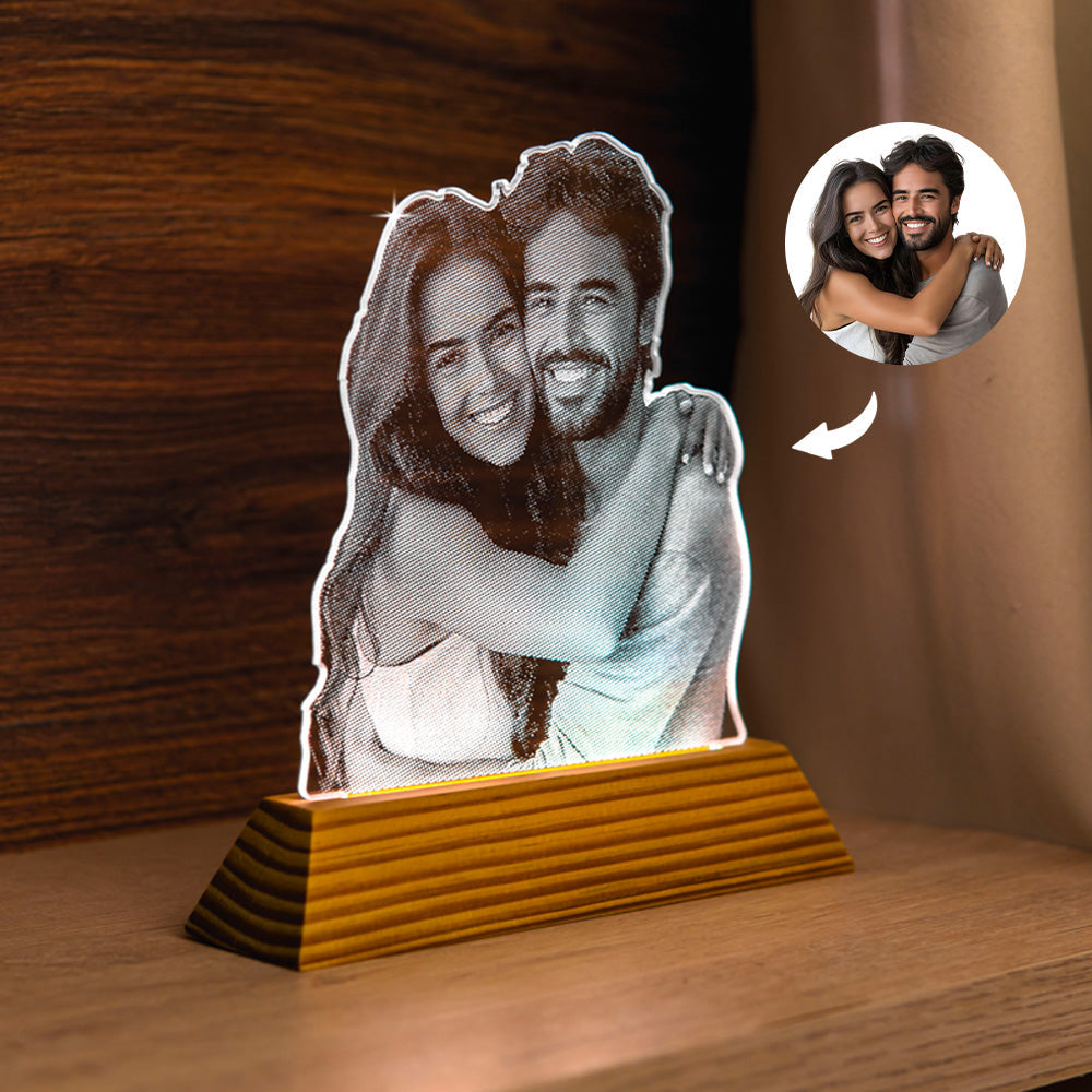 Luminária Personalizada Com Foto Frase e Música - Troféu Presente Romântico Casal Família Amigos Decoração Quarto Sala