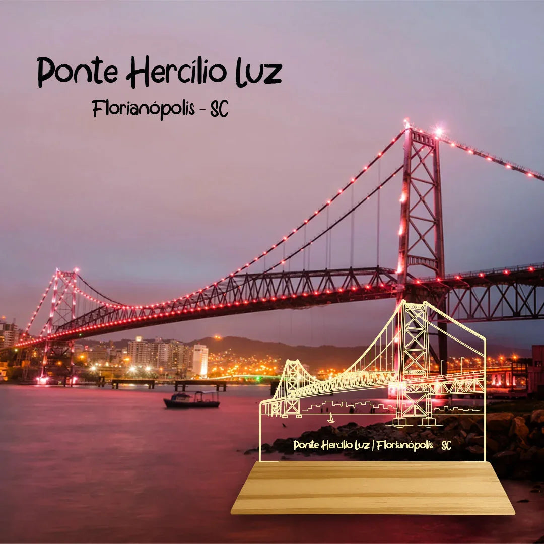 Luminária Ponte Hercílio Luz – Troféu Adorno Lembrança Cartão Postal Viagem Florianópolis Santa Catarina Brasil