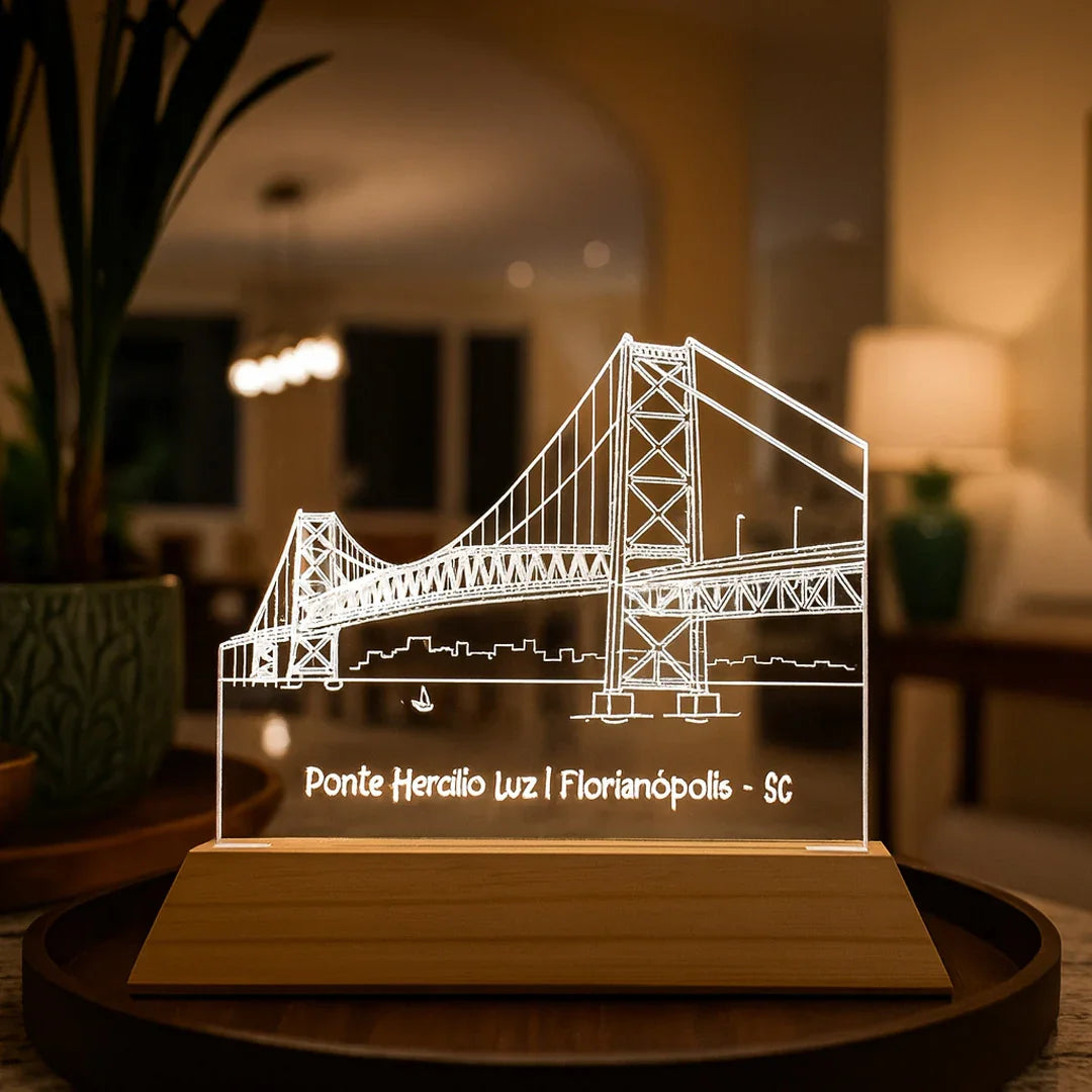 Luminária Ponte Hercílio Luz – Troféu Adorno Lembrança Cartão Postal Viagem Florianópolis Santa Catarina Brasil