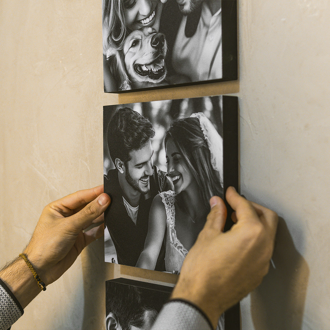 Kit 6 Quadros Decorativos Personalizados com Foto - Borda Infinita Casal Família Bebê Quarto Sala Corredor