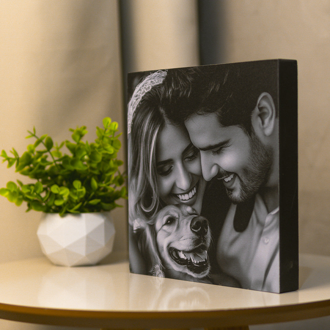 Kit 6 Quadros Decorativos Personalizados com Foto - Borda Infinita Casal Família Bebê Quarto Sala Corredor