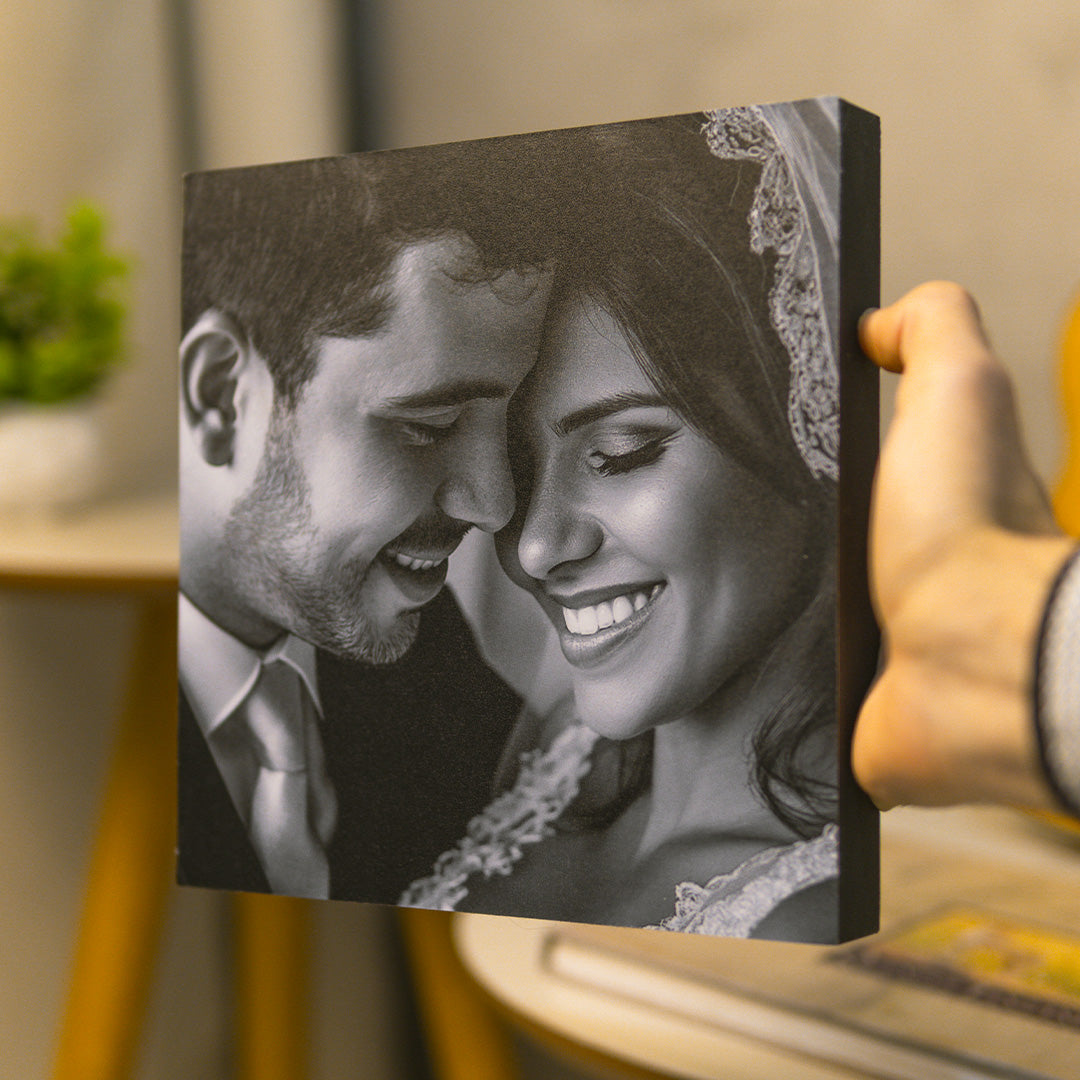 Kit 6 Quadros Decorativos Personalizados com Foto - Borda Infinita Casal Família Bebê Quarto Sala Corredor