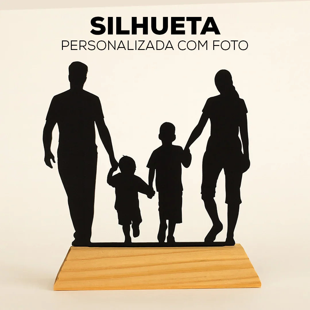 Troféu Silhueta Personalizada Com Foto - Adorno de Mesa Decoração Customizada Casal Família Bebê Quarto Sala