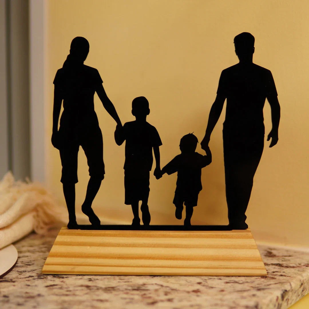 Troféu Silhueta Personalizada Com Foto - Adorno de Mesa Decoração Customizada Casal Família Bebê Quarto Sala