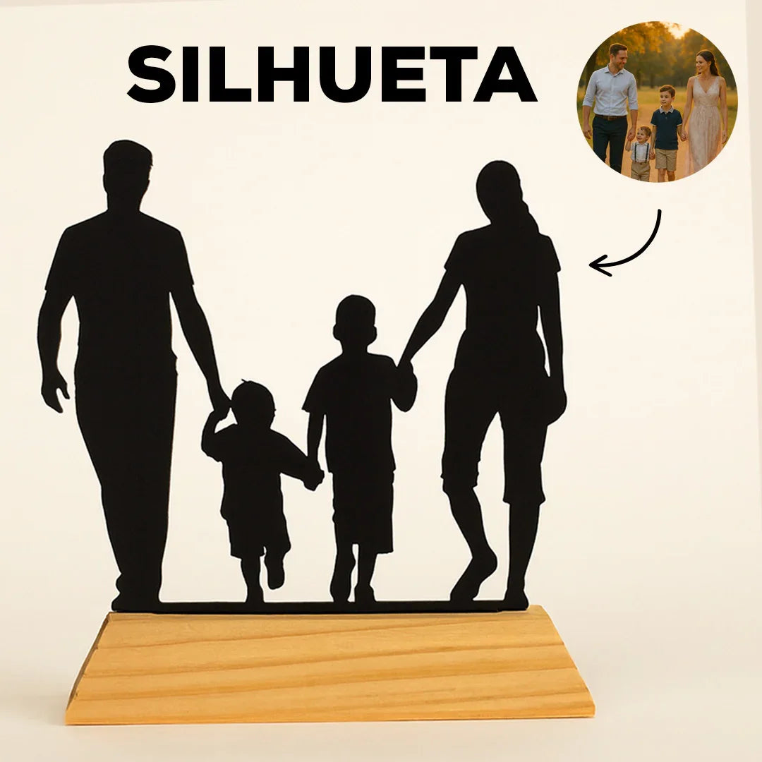 Troféu Silhueta Personalizada Com Foto - Adorno de Mesa Decoração Customizada Casal Família Bebê Quarto Sala
