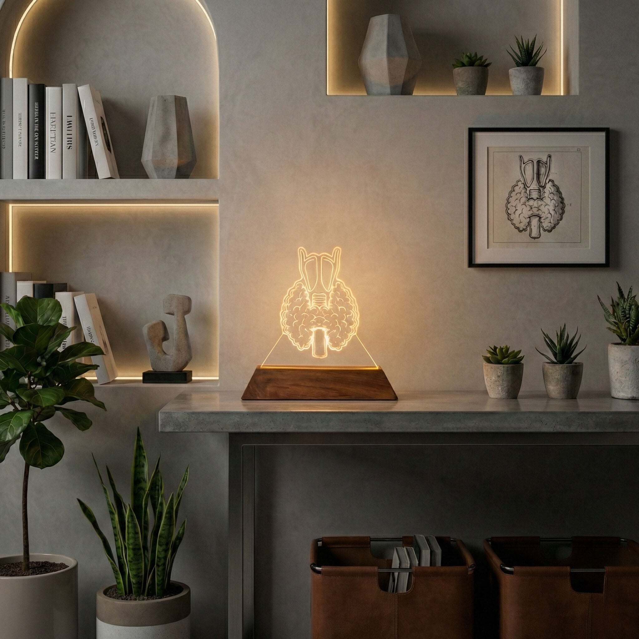 Luminária Tireoide - Presente Médico Display LED Acrílico Troféu Adorno de Mesa Decoração Medicina Corpo Humano