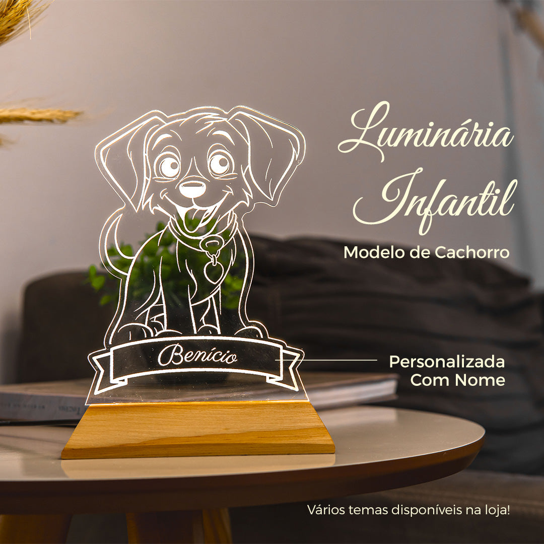 Luminária Cachorrinho LED - Personalizada Com Nome