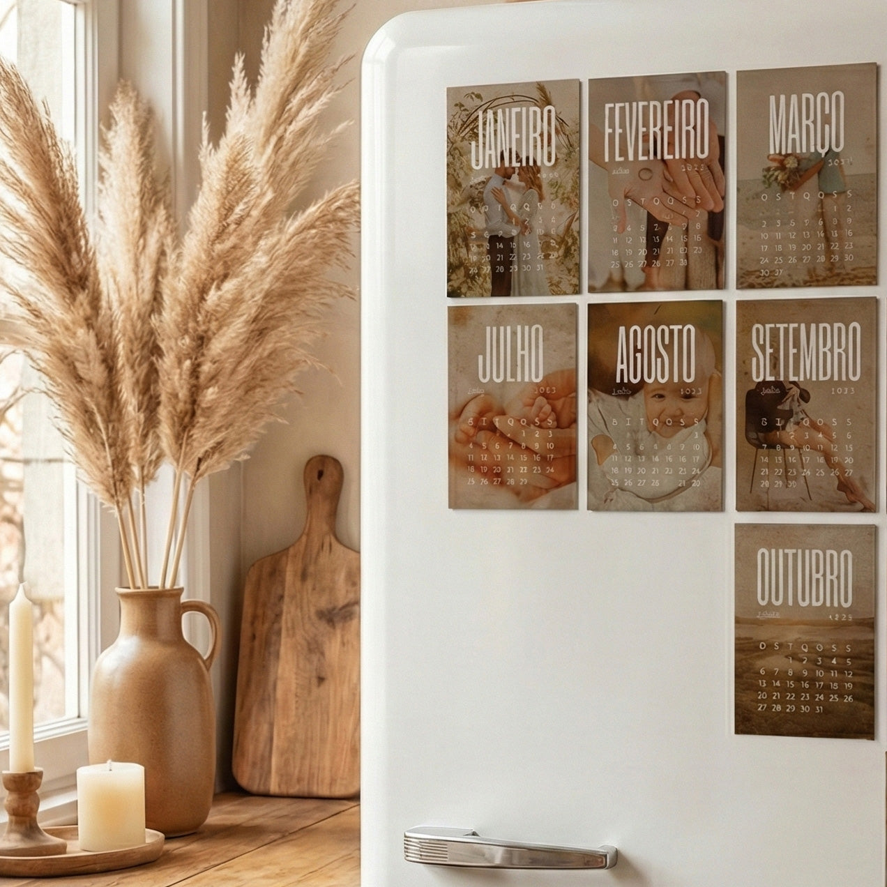 Calendário 2026 Personalizado Com Foto - Kit 12 Ímãs de Geladeira – Sentim