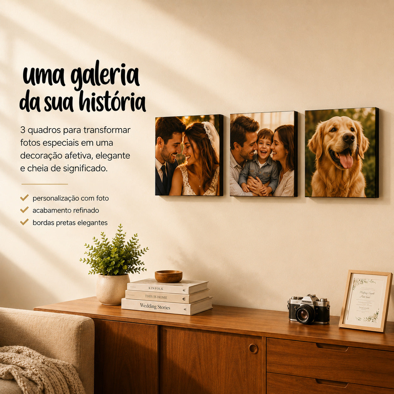 Kit 3 Quadros Personalizados para criar uma galeria da sua história