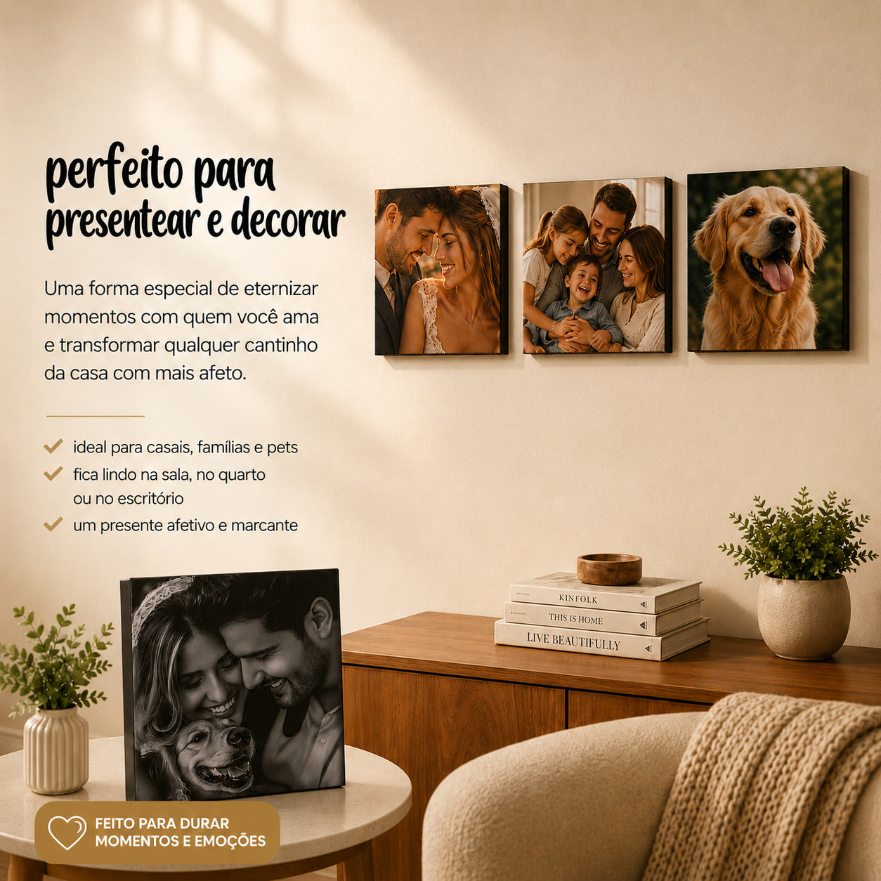 Kit 3 Quadros Personalizados perfeito para presentear e decorar