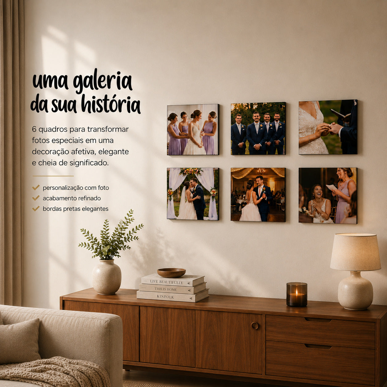 Kit 6 Quadros Personalizados para montar uma galeria da sua história na decoração