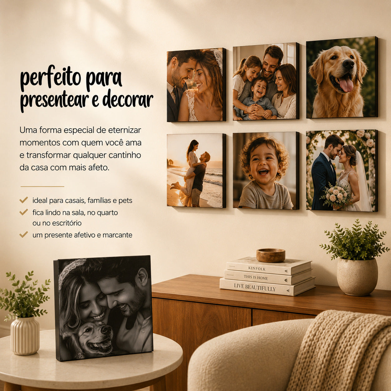 Kit 6 Quadros Personalizados perfeito para presentear e decorar com memórias especiais