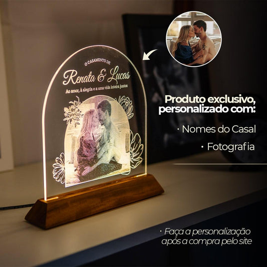 Luminária de Casamento - Personalizada com Foto e Nomes