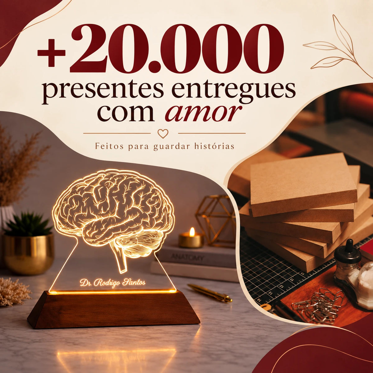 Luminária Cérebro e prova social da Sentim