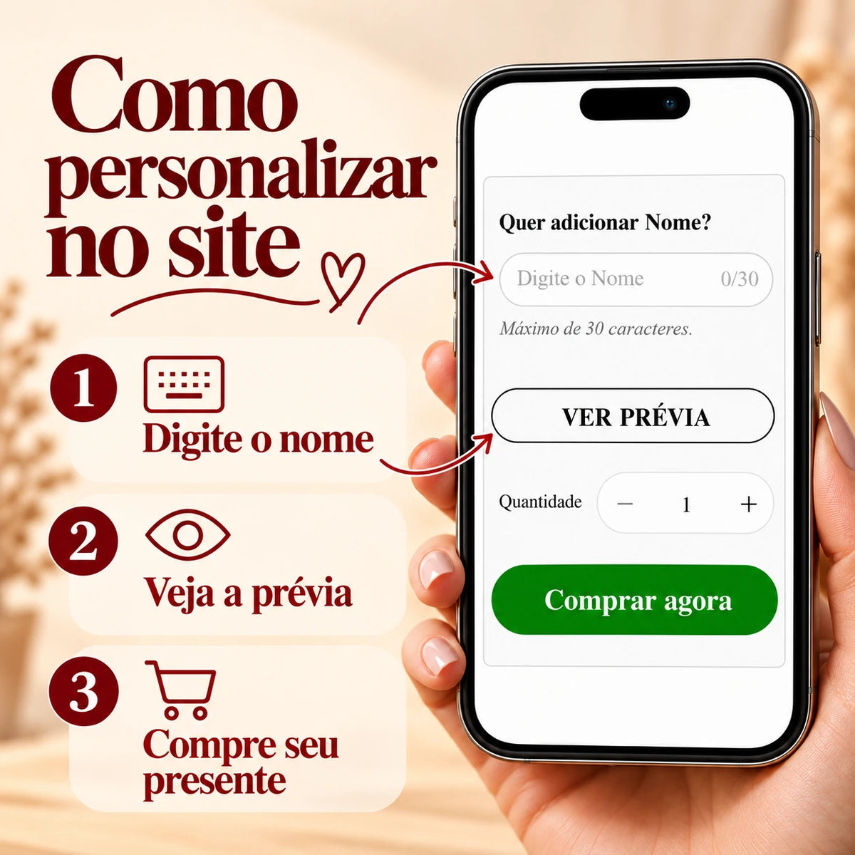 Como personalizar no site