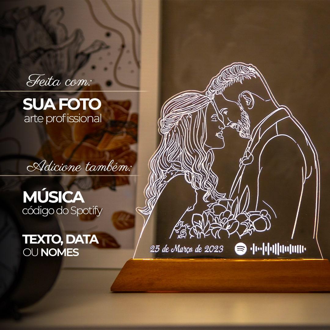 Luminária Personalizada Com Foto - Ideia de Presente Namorado Namorada Casamento Natal Aniversário Dia dos Namorados