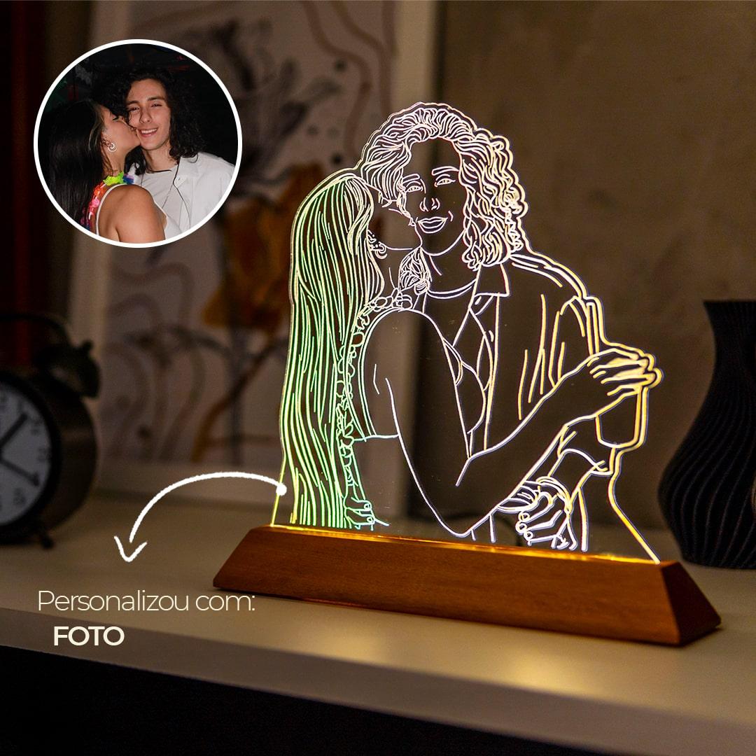 Luminária Personalizada Com Foto - Ideia de Presente Namorado Namorada Casamento Natal Aniversário Dia dos Namorados