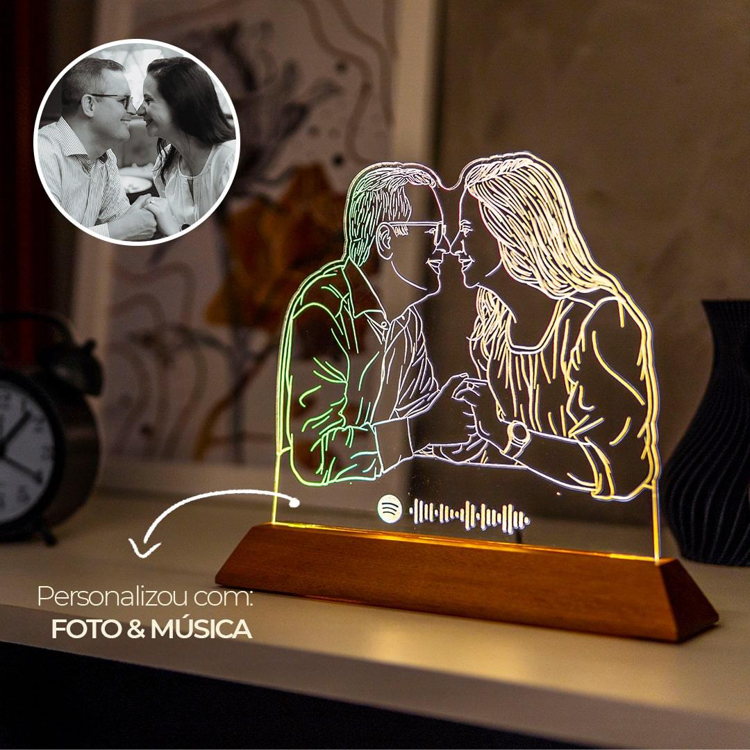 Luminária Personalizada Com Foto - Ideia de Presente Namorado Namorada Casamento Natal Aniversário Dia dos Namorados