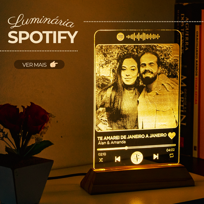 Luminária Spotify - Personalizada com Foto, Frase, Nomes e Música